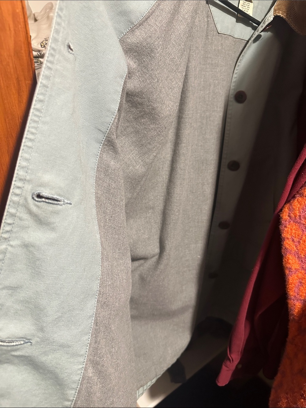 L.L. Bean Women's Sage Green Utility Barn Coat with Brown Corduroy Collar - Picture 3 of 7